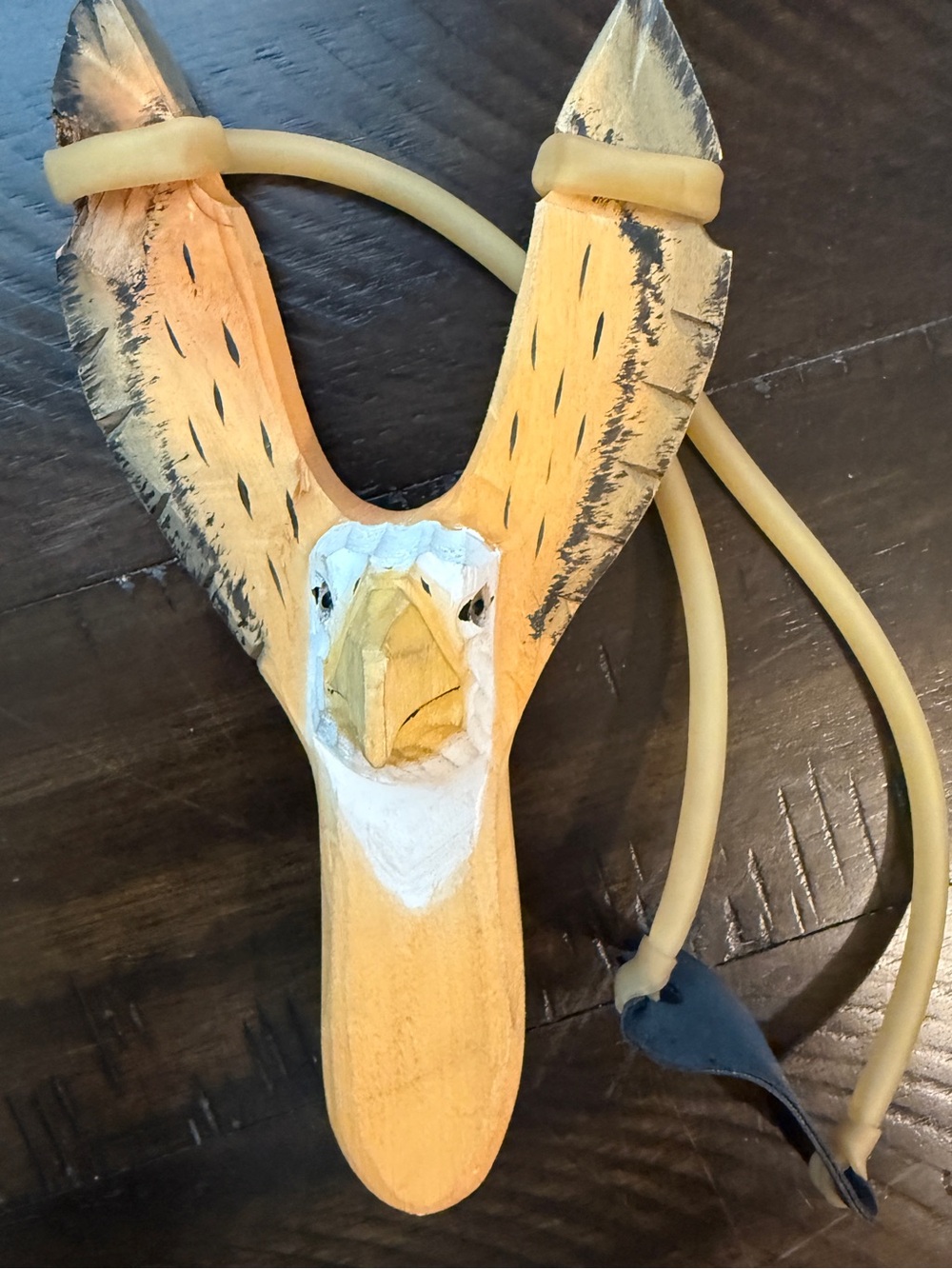 Handcrafted Yellow Wooden Bird Slingshot for kids or adults